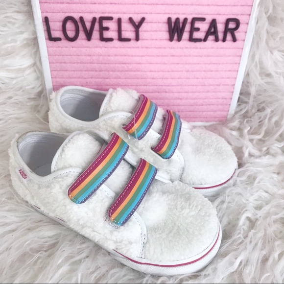 kids rainbow fur vans